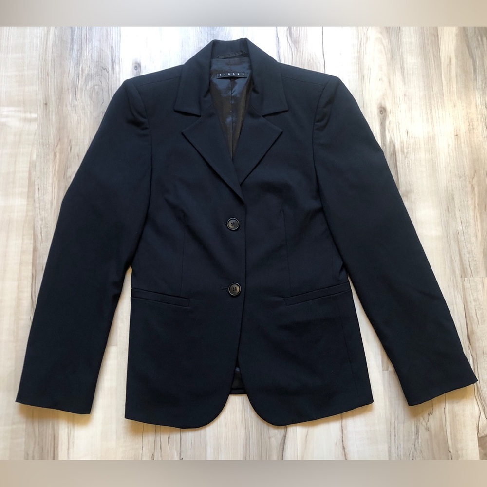 Sisley Blazer Womens 38 US 2 XS Black Stretch Tailored Made in Italy Jacket Y2K